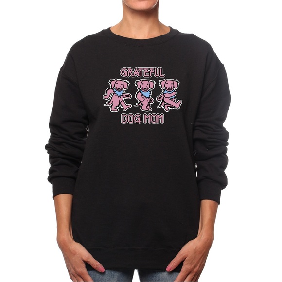 Women’s Sweater Crew Sweatshirt Grateful Dog Mom - Picture 1 of 2